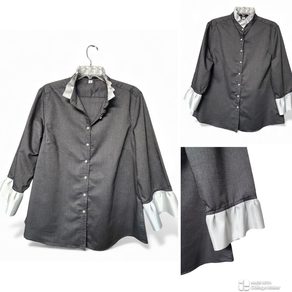 Pearly Vine Scarlett ribbon trim button up